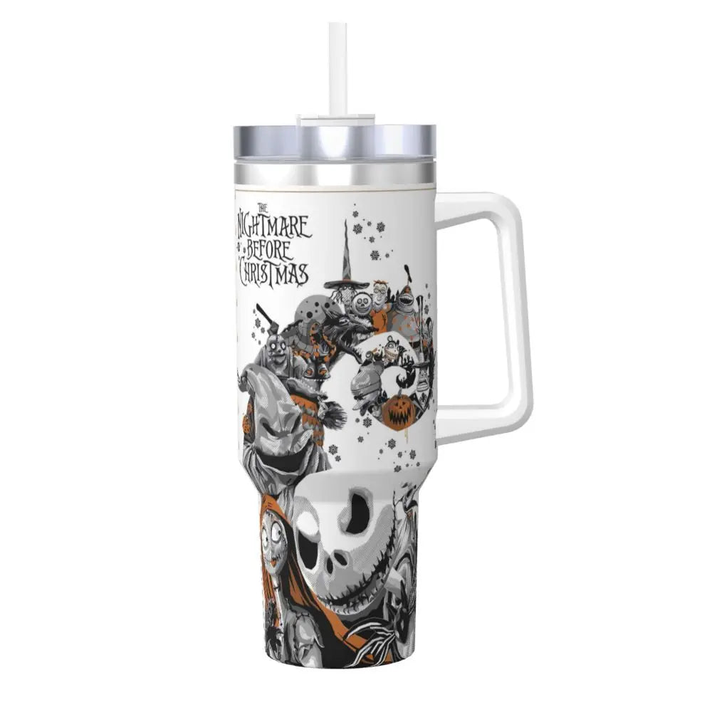 Nightmare Before Christmas Stainless Steel Tumbler Cartoon Driving Mugs Cup 40oz Thermal Cups Cold and Hot Milk Tea Water Bottle