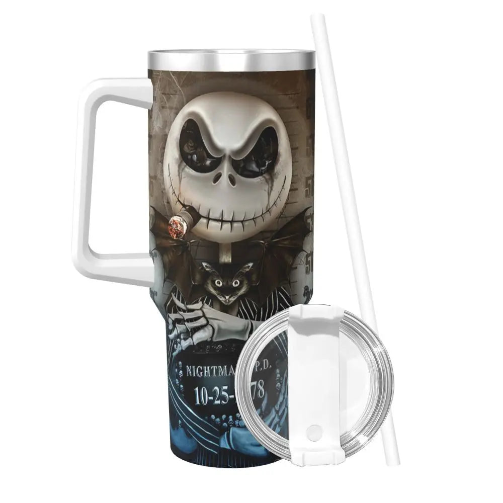 Nightmare Before Christmas Stainless Steel Tumbler Cartoon Driving Mugs Cup 40oz Thermal Cups Cold and Hot Milk Tea Water Bottle