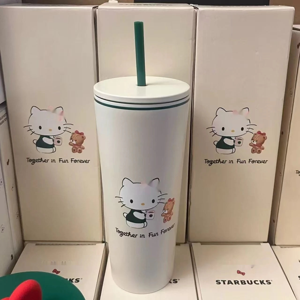 New Cute Cartoon Cat Insulated Cup With Simple And High Beauty Stainless Steel Straw Cup Portable Travel And Camping Goods