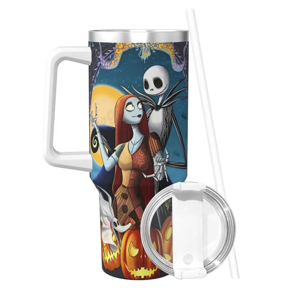Nightmare Before Christmas Stainless Steel Tumbler Cartoon Driving Mugs Cup 40oz Thermal Cups Cold and Hot Milk Tea Water Bottle
