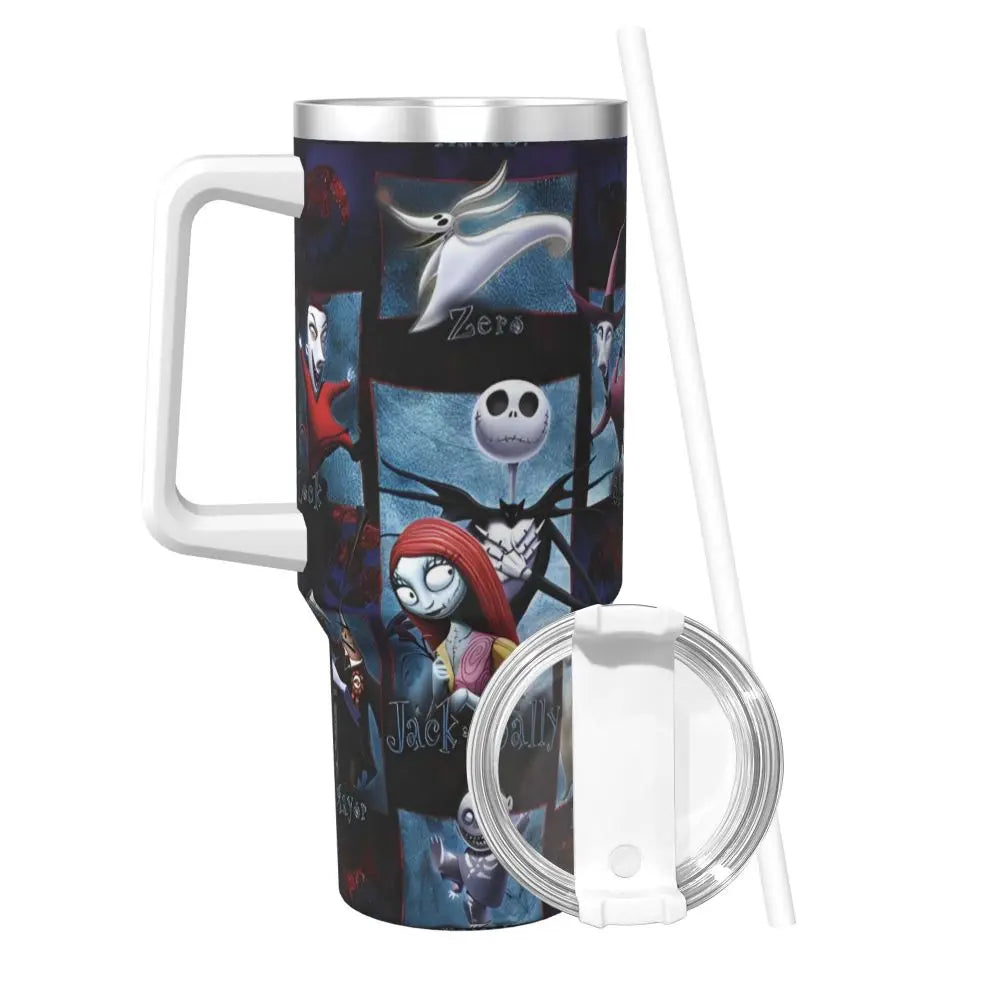 Nightmare Before Christmas Stainless Steel Tumbler Cartoon Driving Mugs Cup 40oz Thermal Cups Cold and Hot Milk Tea Water Bottle