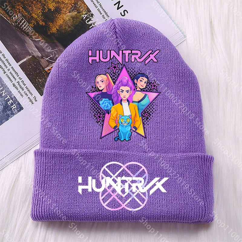 K Pop Demon Hunters Girls Boys Knitted Hats Cartoon Children Headgear Cotton Winter Cute Woolen Cap Anime Kids Birthday Gifts
