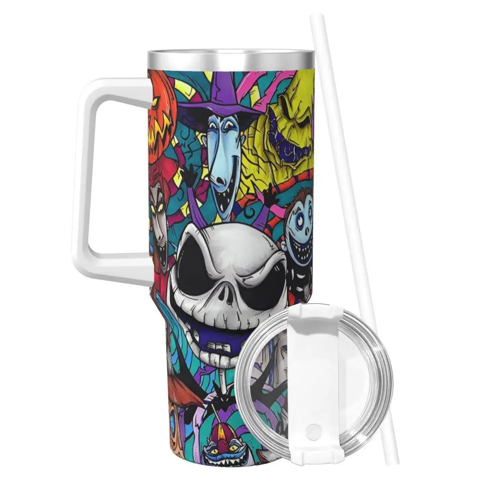 Nightmare Before Christmas Stainless Steel Tumbler Cartoon Driving Mugs Cup 40oz Thermal Cups Cold and Hot Milk Tea Water Bottle