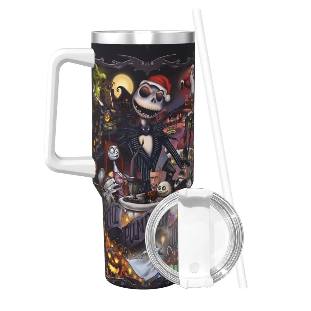Nightmare Before Christmas Stainless Steel Tumbler Cartoon Driving Mugs Cup 40oz Thermal Cups Cold and Hot Milk Tea Water Bottle