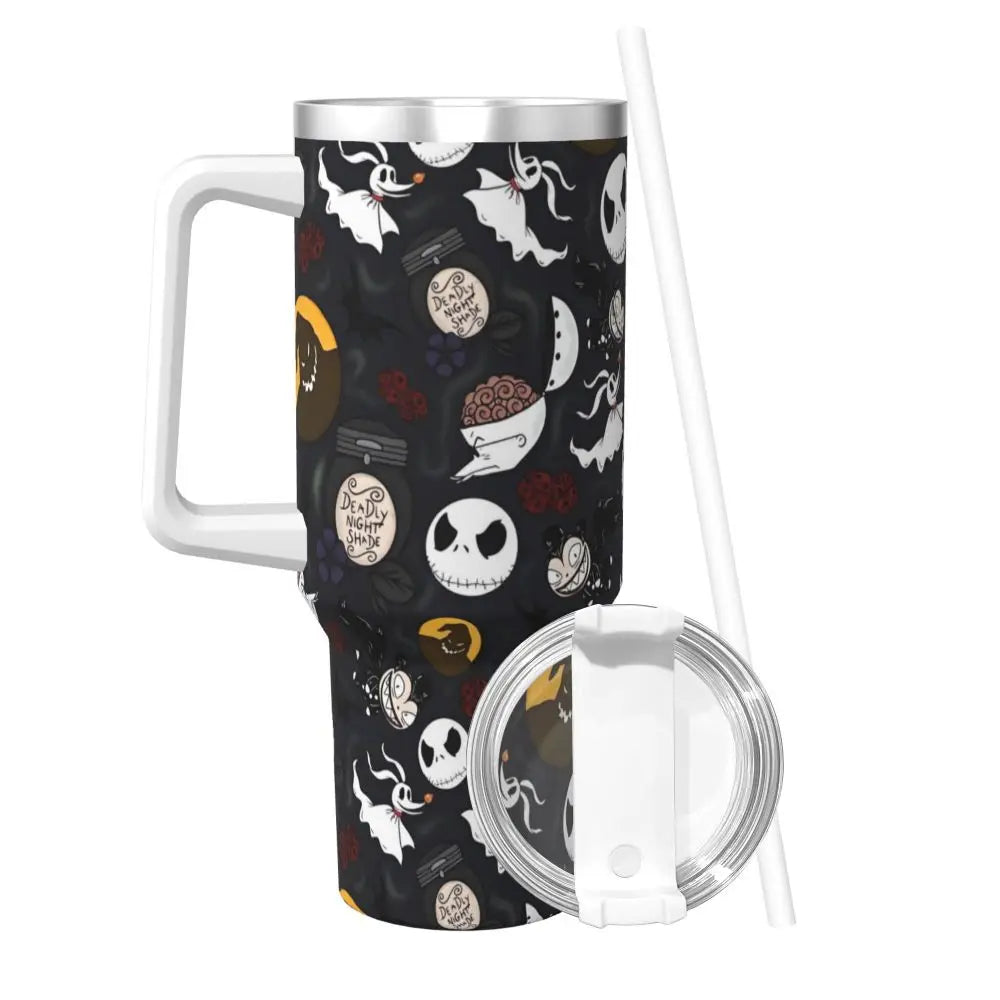 Nightmare Before Christmas Stainless Steel Tumbler Cartoon Driving Mugs Cup 40oz Thermal Cups Cold and Hot Milk Tea Water Bottle