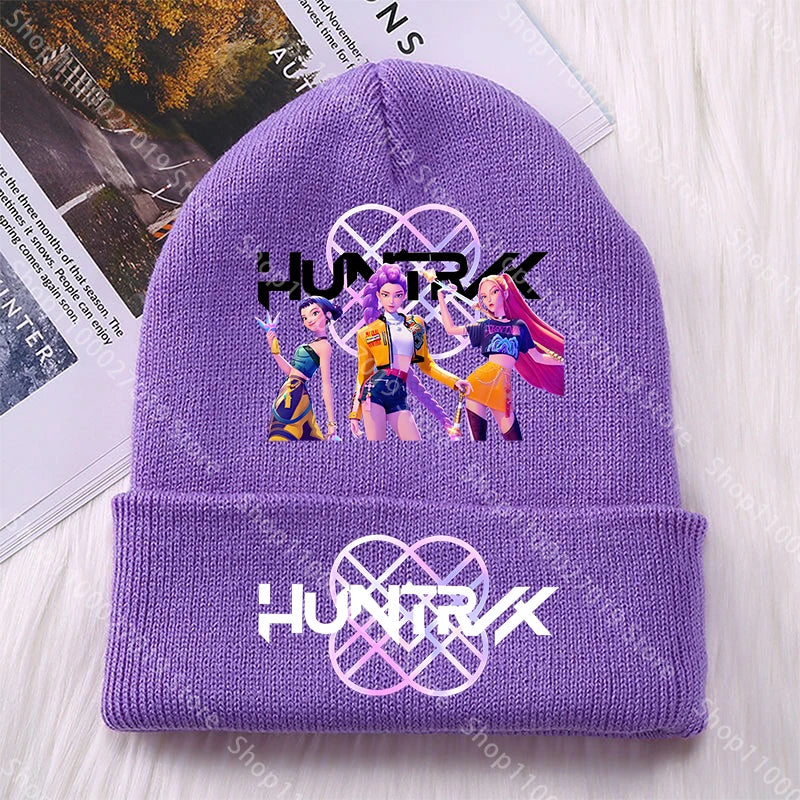 K Pop Demon Hunters Girls Boys Knitted Hats Cartoon Children Headgear Cotton Winter Cute Woolen Cap Anime Kids Birthday Gifts
