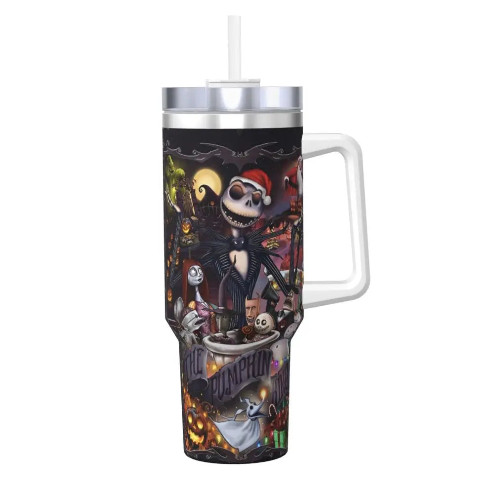Nightmare Before Christmas Stainless Steel Tumbler Cartoon Driving Mugs Cup 40oz Thermal Cups Cold and Hot Milk Tea Water Bottle