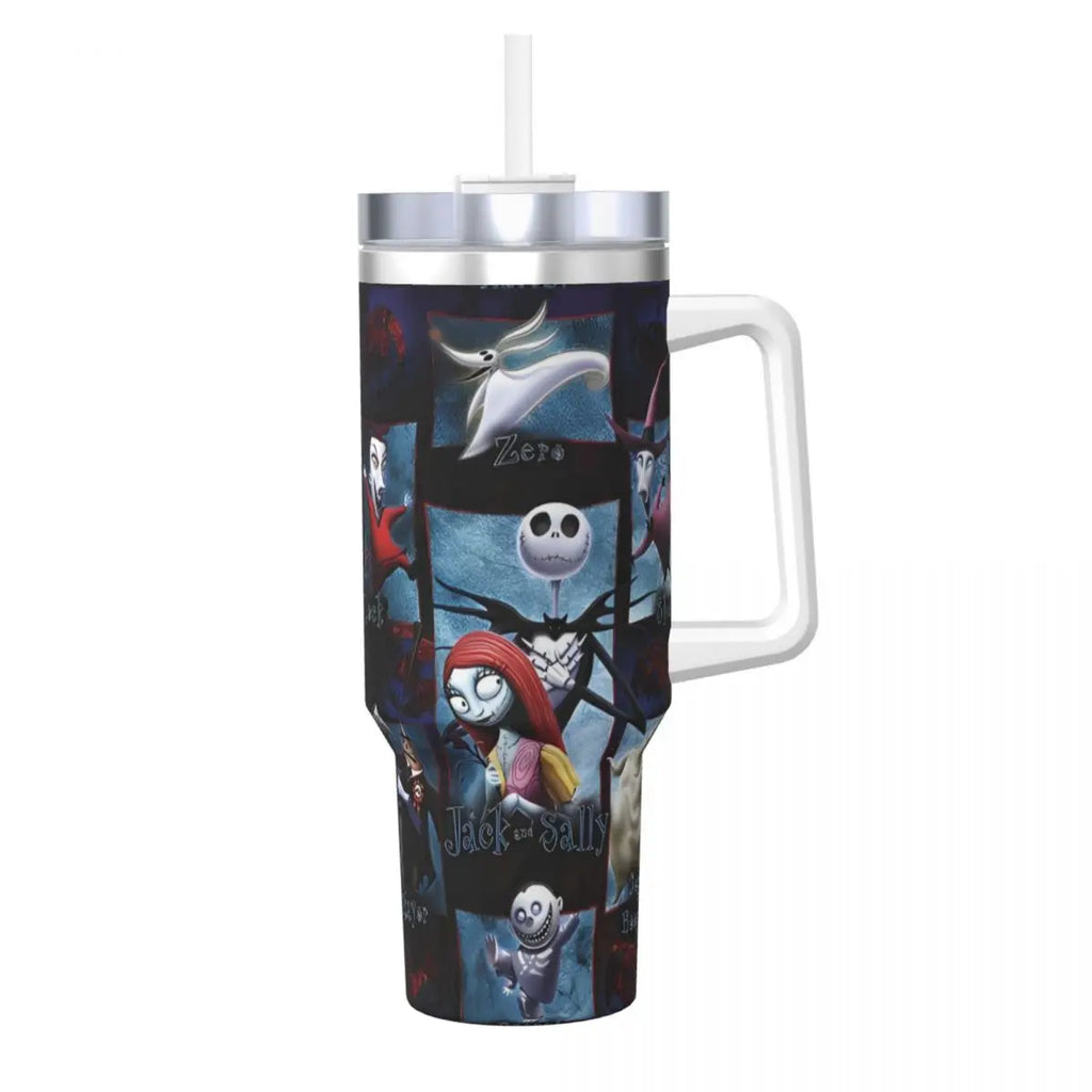 Nightmare Before Christmas Stainless Steel Tumbler Cartoon Driving Mugs Cup 40oz Thermal Cups Cold and Hot Milk Tea Water Bottle