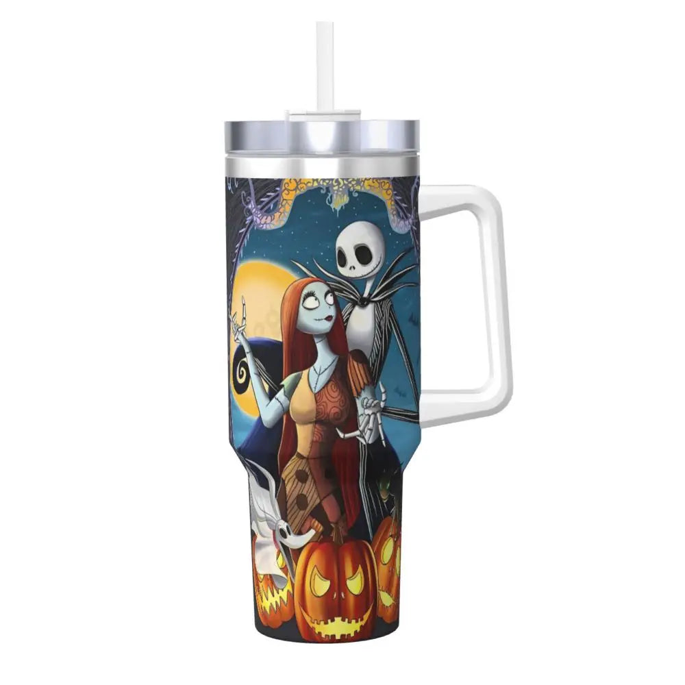 Nightmare Before Christmas Stainless Steel Tumbler Cartoon Driving Mugs Cup 40oz Thermal Cups Cold and Hot Milk Tea Water Bottle
