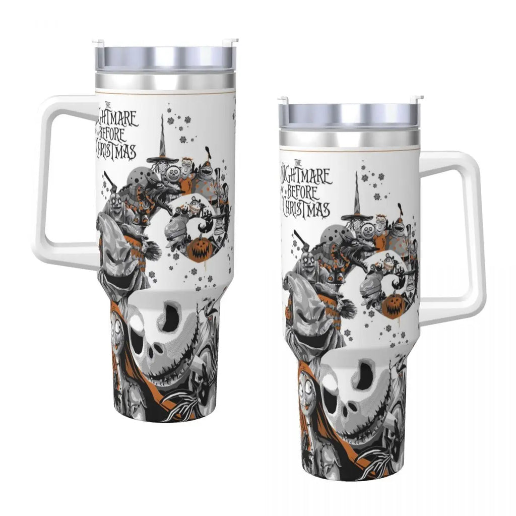 Nightmare Before Christmas Stainless Steel Tumbler Cartoon Driving Mugs Cup 40oz Thermal Cups Cold and Hot Milk Tea Water Bottle