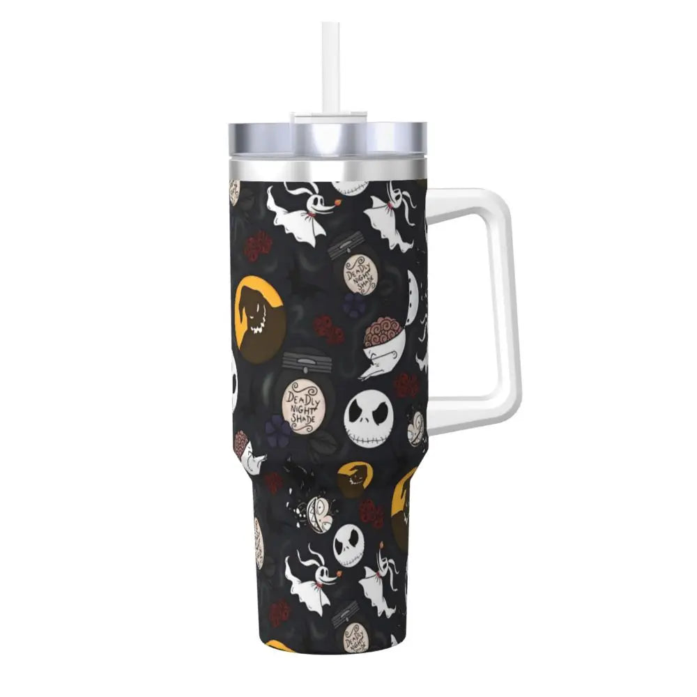Nightmare Before Christmas Stainless Steel Tumbler Cartoon Driving Mugs Cup 40oz Thermal Cups Cold and Hot Milk Tea Water Bottle