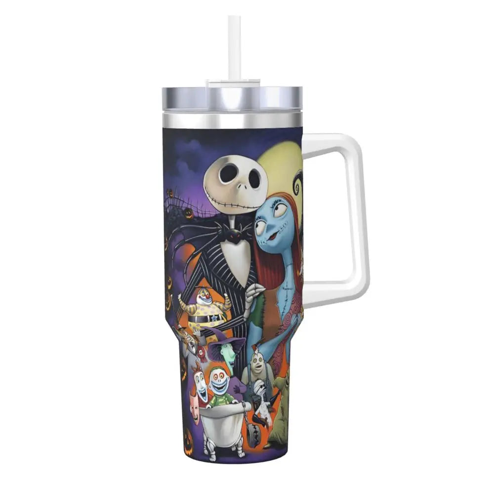 Nightmare Before Christmas Stainless Steel Tumbler Cartoon Driving Mugs Cup 40oz Thermal Cups Cold and Hot Milk Tea Water Bottle