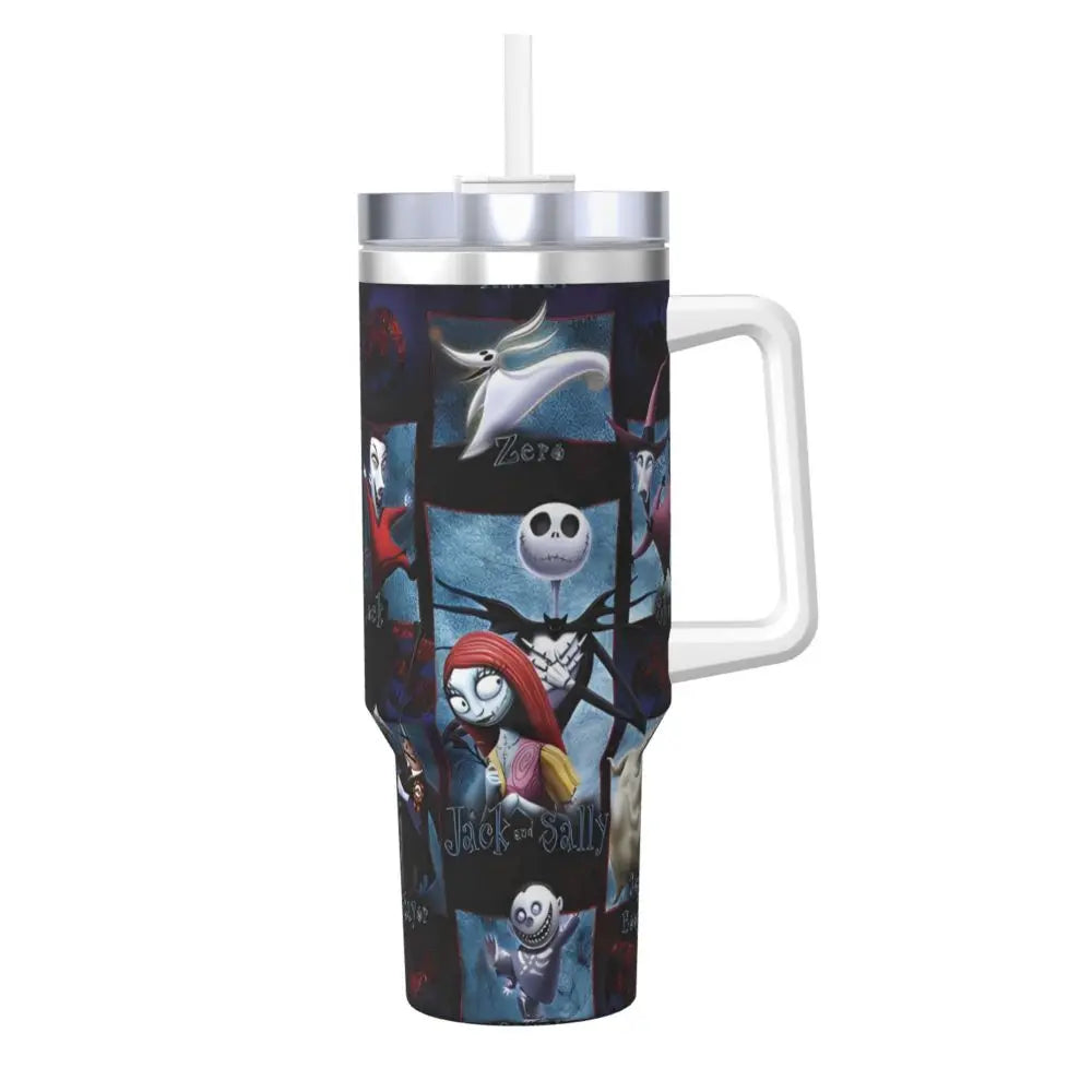 Nightmare Before Christmas Stainless Steel Tumbler Cartoon Driving Mugs Cup 40oz Thermal Cups Cold and Hot Milk Tea Water Bottle