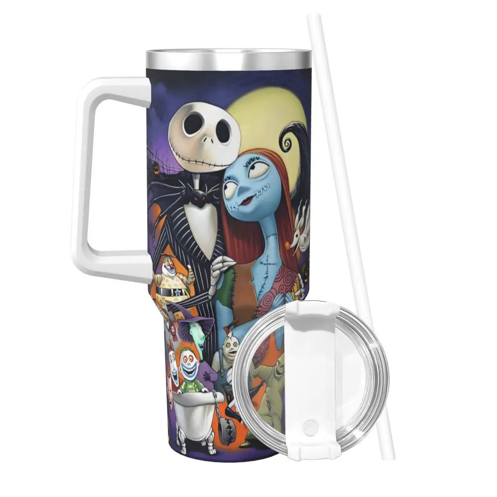 Nightmare Before Christmas Stainless Steel Tumbler Cartoon Driving Mugs Cup 40oz Thermal Cups Cold and Hot Milk Tea Water Bottle