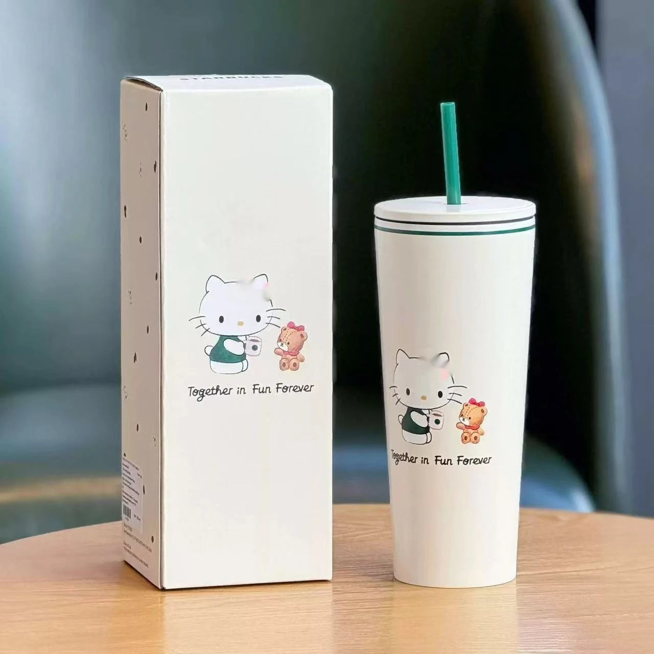 New Cute Cartoon Cat Insulated Cup With Simple And High Beauty Stainless Steel Straw Cup Portable Travel And Camping Goods